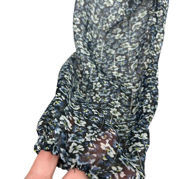 Romantic Coquette Floral Puff Sleeve Crop Top Aeropostale Sheer Size M - Picture 5 of 9